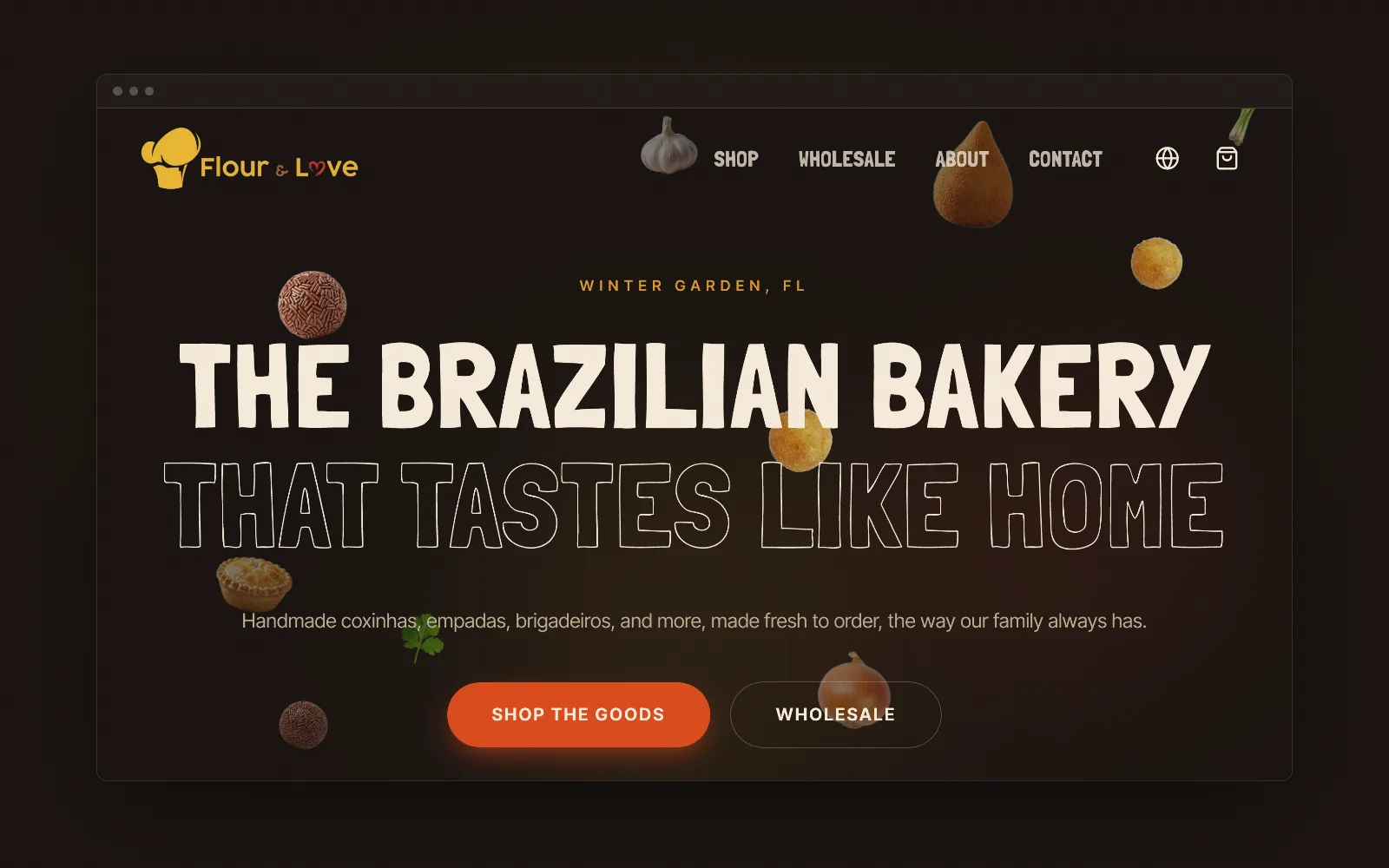 Flour & Love home page on desktop